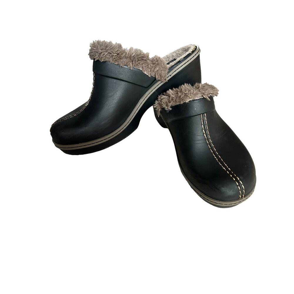 Crocs‎ Women's Size 7 Brown Cobbler Eva Faux Fur Lined Clogs Mules Shoes EUC